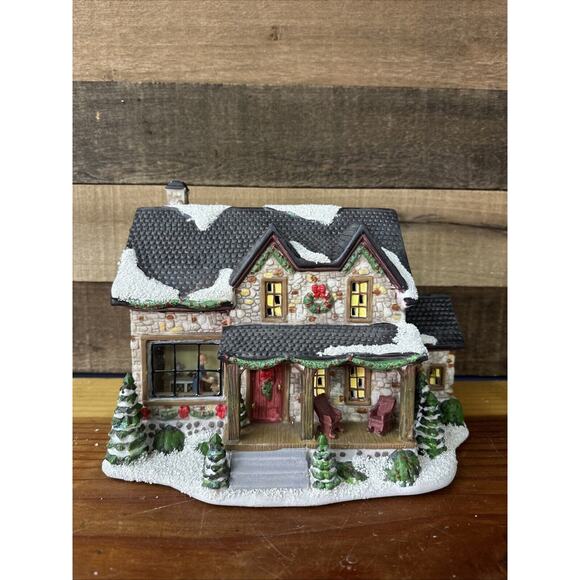 St Nicholas Square Stone Cabin Christmas Village - In Box - Picture 1 of 7